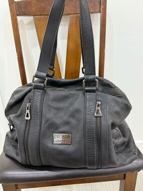 Badgley Mischka Black Leather Tote Bag